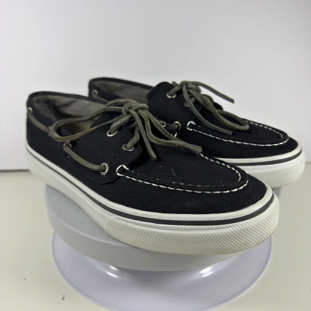 Sperry Top-Sider Mens Size 9 Bahama Canvas Boat Shoe Sneaker Black White Low Top